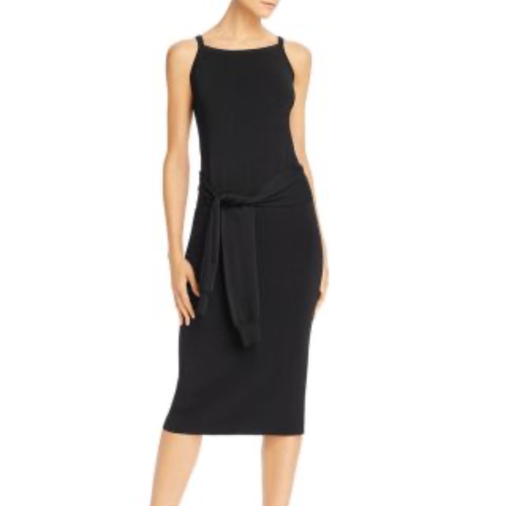 NWT Helmut Lang Black Knit Tie Waist Dress S